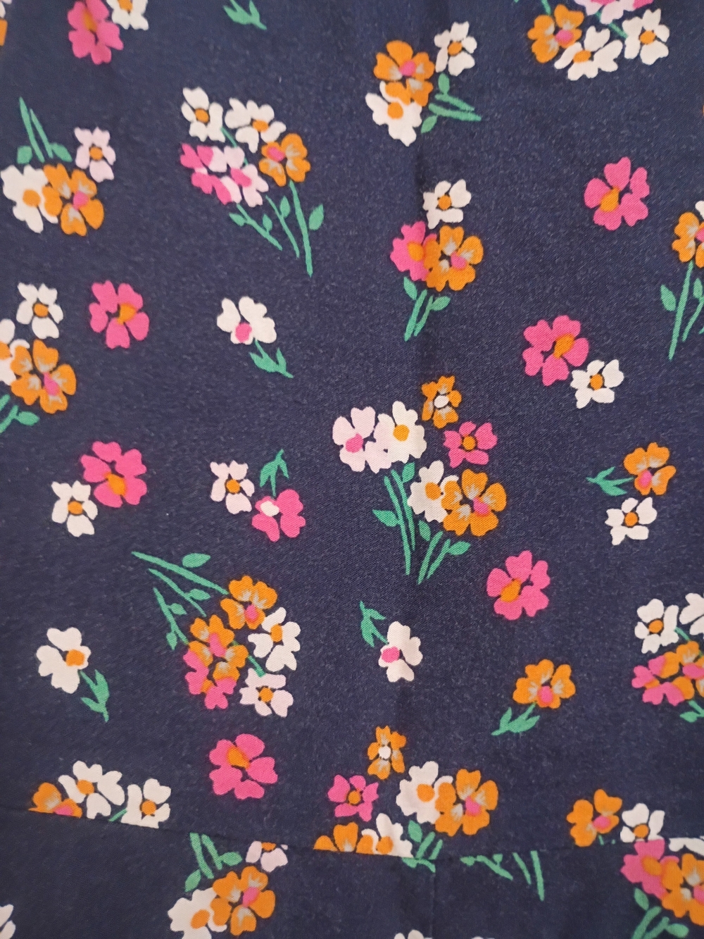 GAP Navy Floral Midi Dress Skirt with Pink & Orange Blooms Size S Tall - Picture 4 of 6